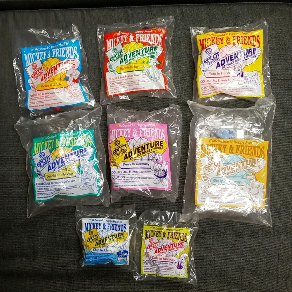 Vintage 1993 McDonald's Adventure at Walt Disney World Complete Set In Plastic